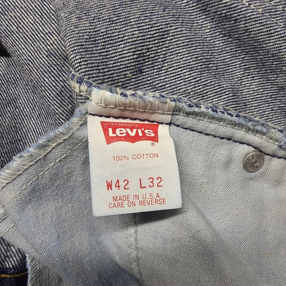 VTG Levi's 550 Orange Tab Jeans W42 L32 Made in USA Paper Tag Cotton Relaxed Fit